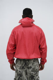 Bomber ecopelle rosso con cappuccio