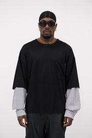 T-shirt viscosa doppia manica nera