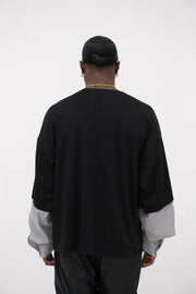 T-shirt viscosa doppia manica nera