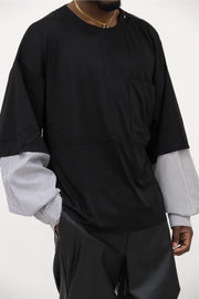 T-shirt viscosa doppia manica nera