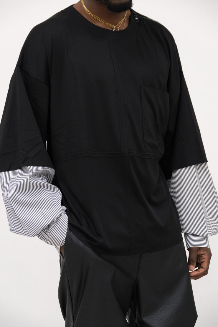 T-shirt viscosa doppia manica nera