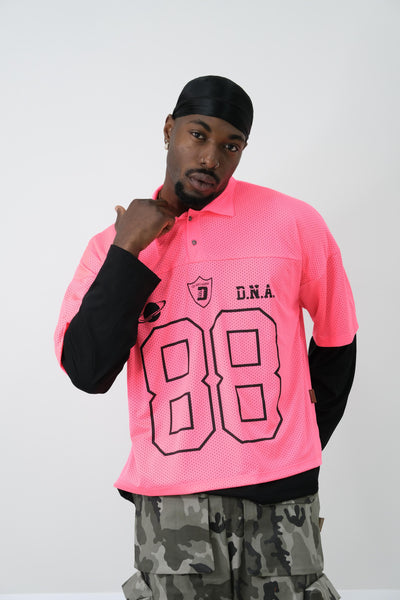 Polo doppia maglia in rete rosa