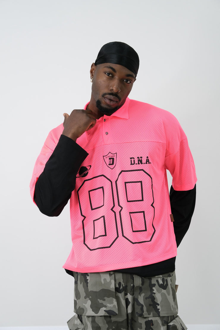 Polo doppia maglia in rete rosa