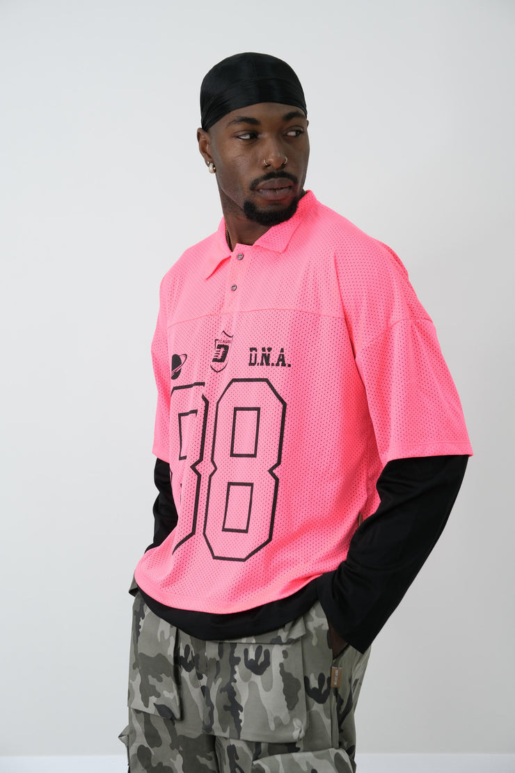 Polo doppia maglia in rete rosa