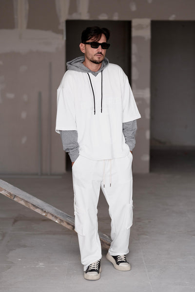 Tuta comfy doppia manica bianca