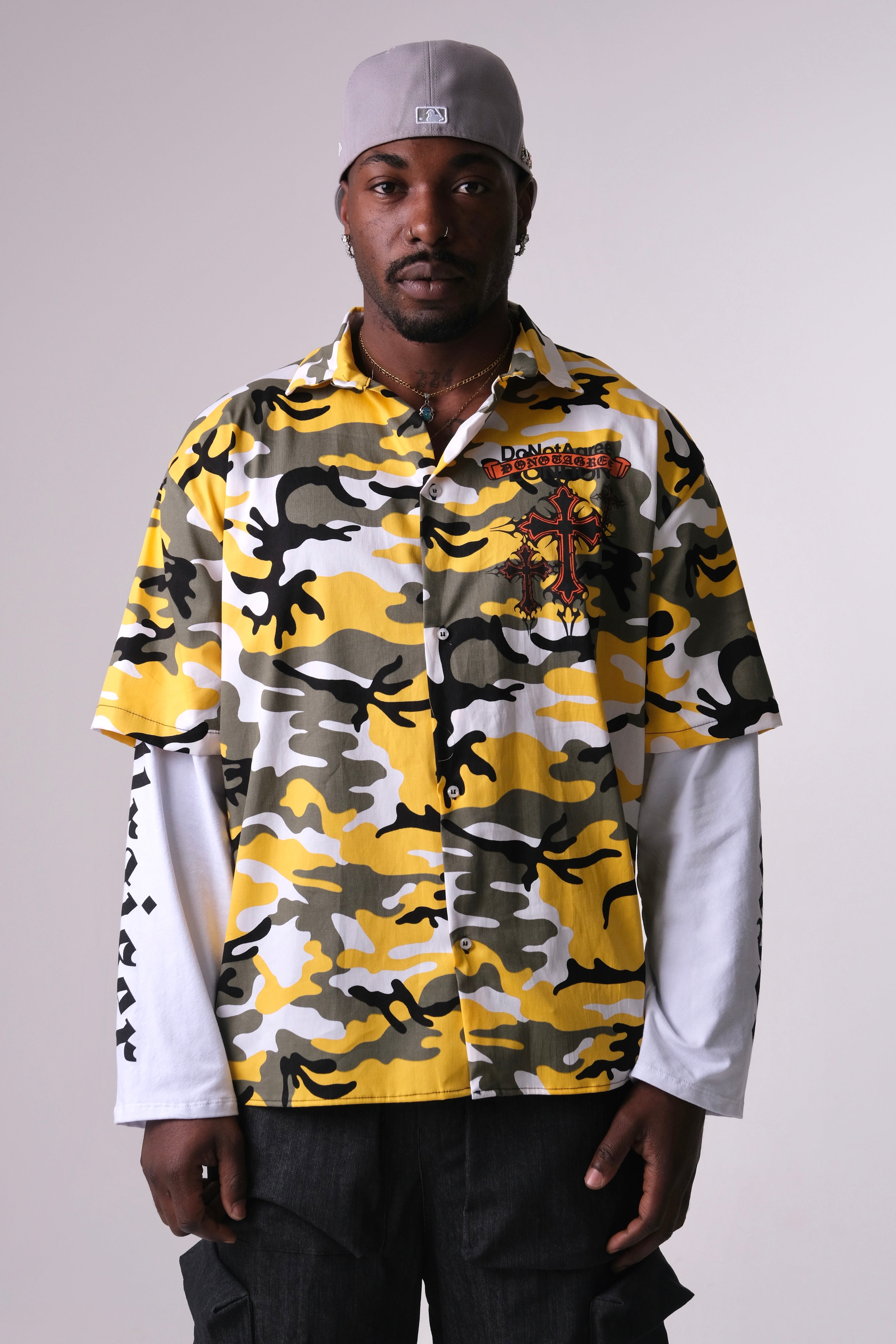 Camicia long sleeve camouflage gialla