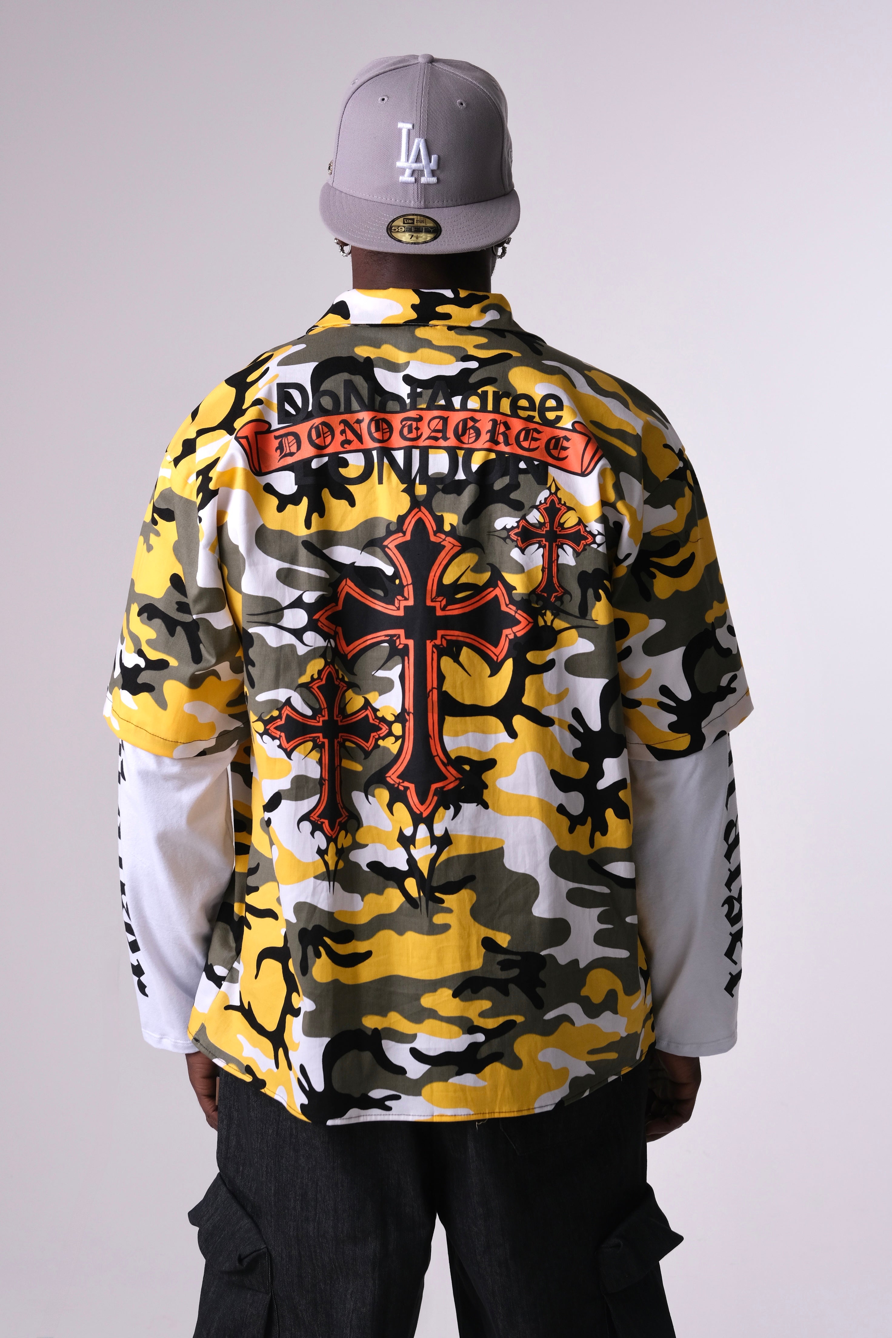 Camicia long sleeve camouflage gialla