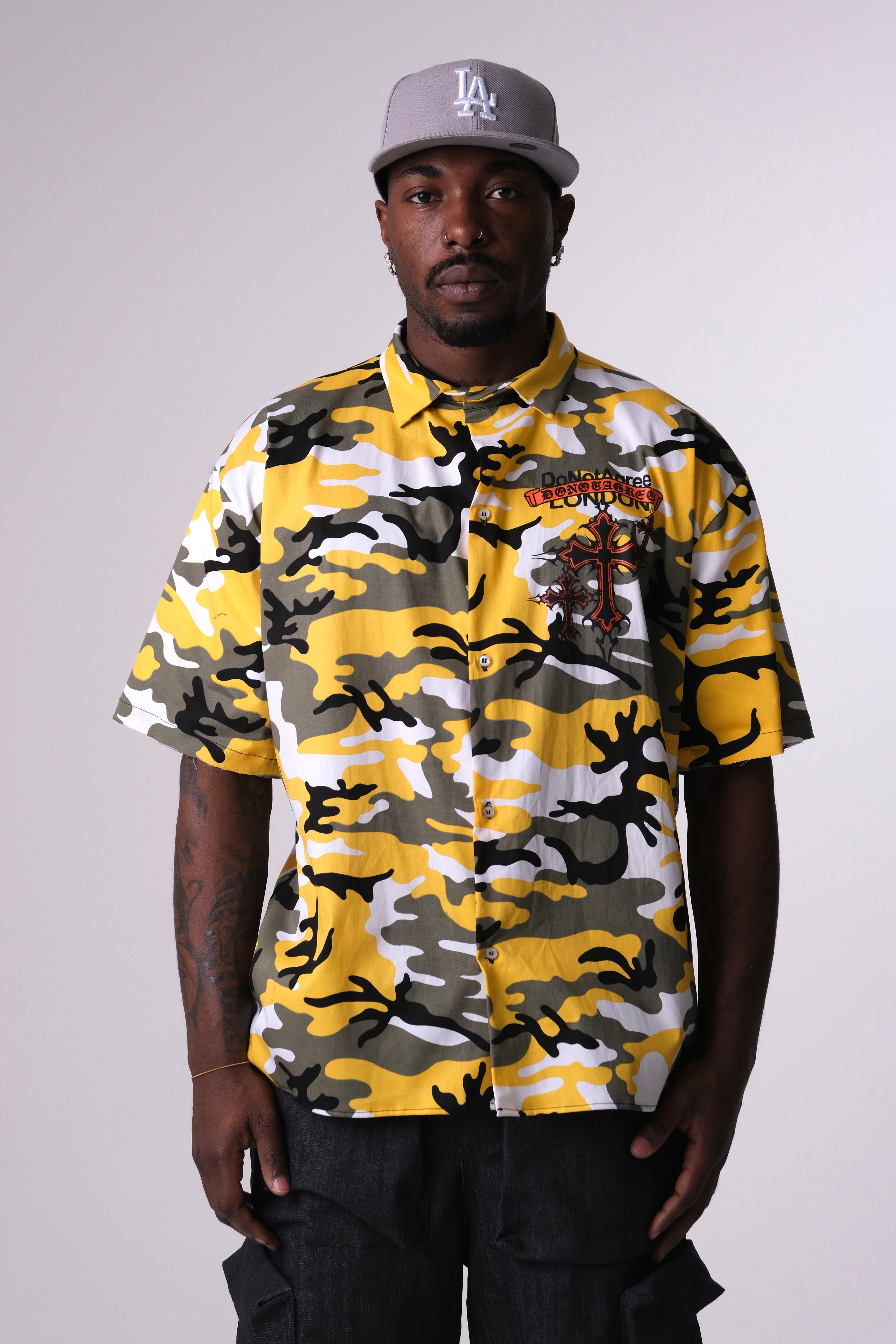 Camicia American camouflage gialla